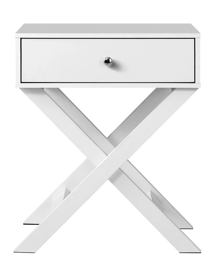 Oikiture Bedside Table Drawer Side Table White image 2