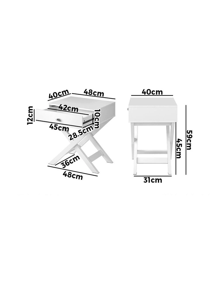 Oikiture Bedside Table Drawer Side Table White image 3