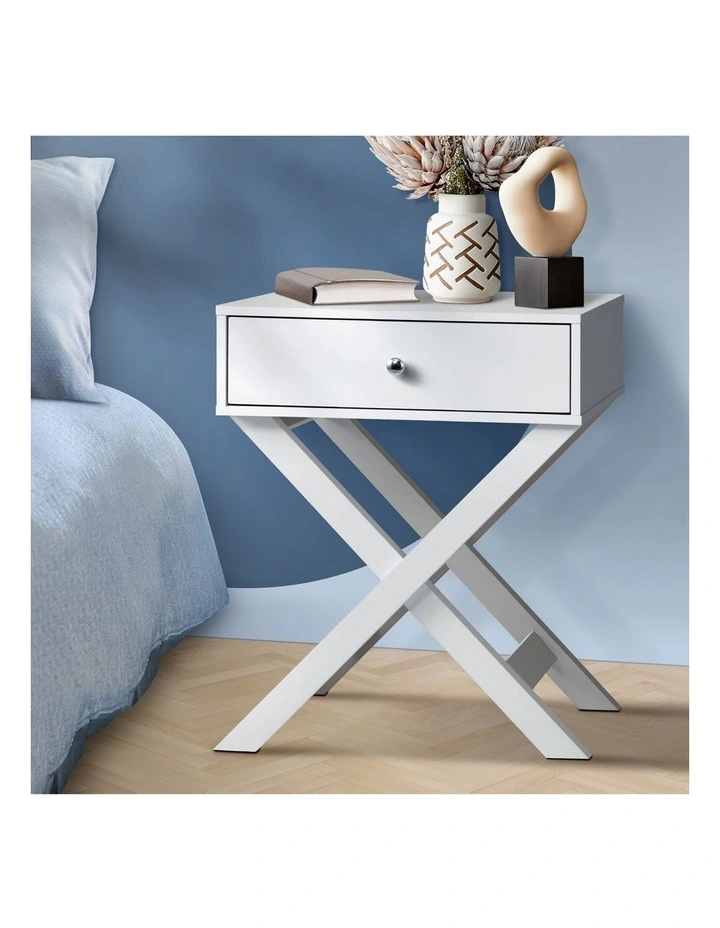 Oikiture Bedside Table Drawer Side Table White image 4