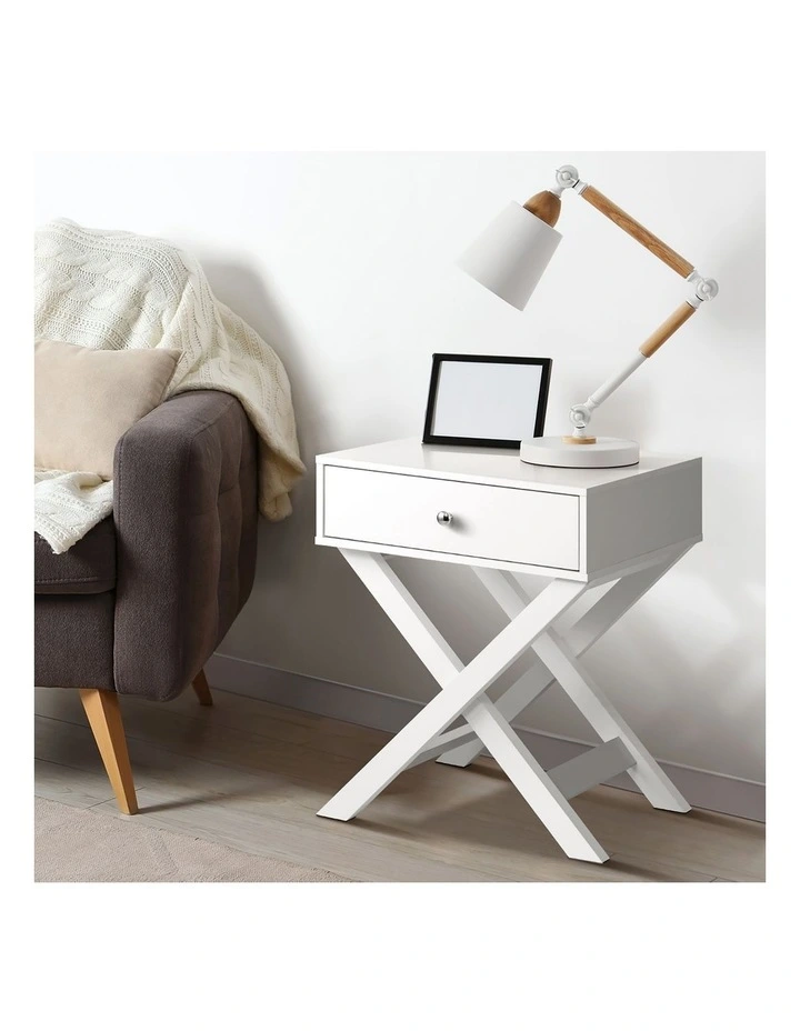 Oikiture Bedside Table Drawer Side Table White image 5