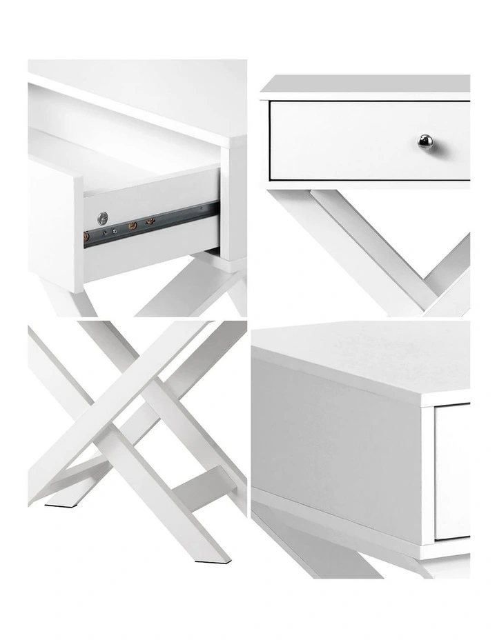 Oikiture Bedside Table Drawer Side Table White image 6