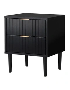 Oikiture Bedside Table 2 Drawers Side Storage Cabinet Black