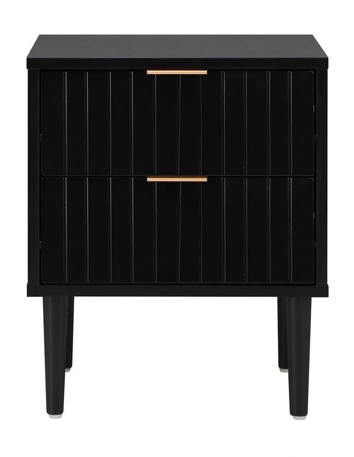 Oikiture Bedside Table 2 Drawers Side Storage Cabinet Black image 2