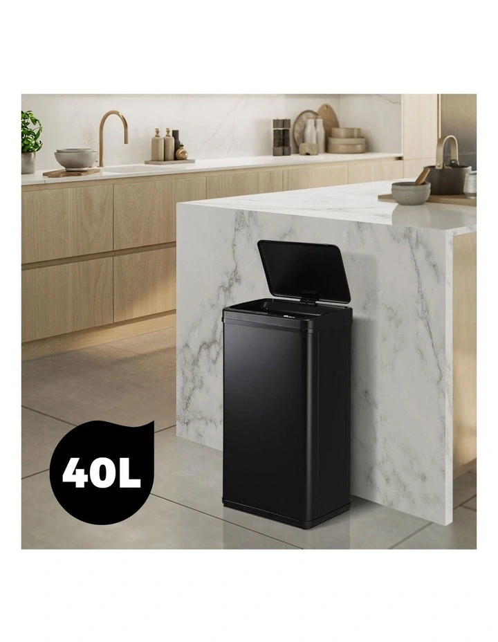 Oikiture 40L Motion Sensor Rubbish Bin Automatic Trash Can Black image 5