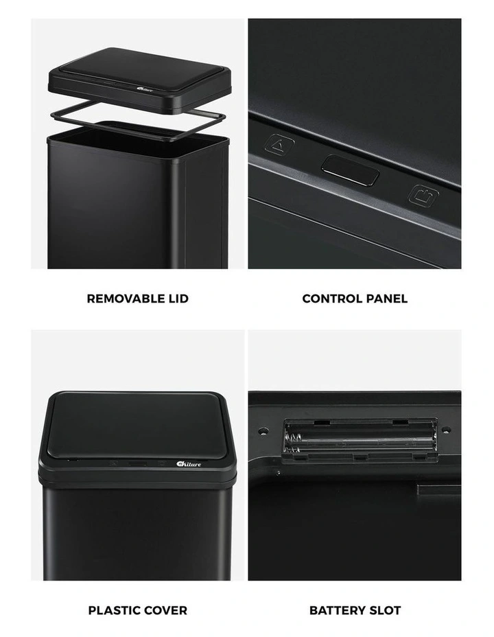 Oikiture 40L Motion Sensor Rubbish Bin Automatic Trash Can Black image 7