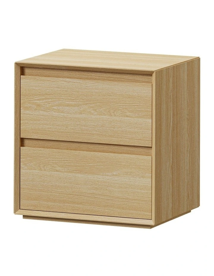 Oikiture Bedside Table Nightstand Handle-Free Natural image 1