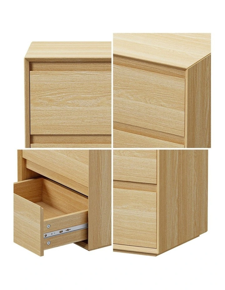 Oikiture Bedside Table Nightstand Handle-Free Natural image 6