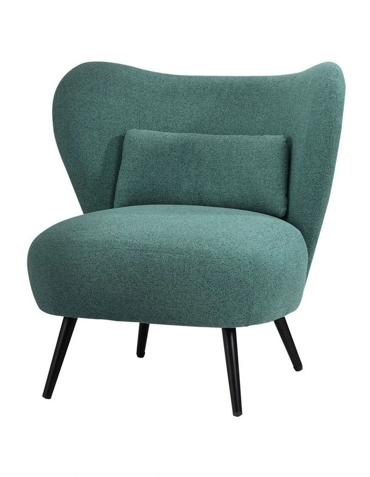 Oikiture Armchair Lounge Chair with Lumbar Pillow Wingback Polyester linen Green image 1