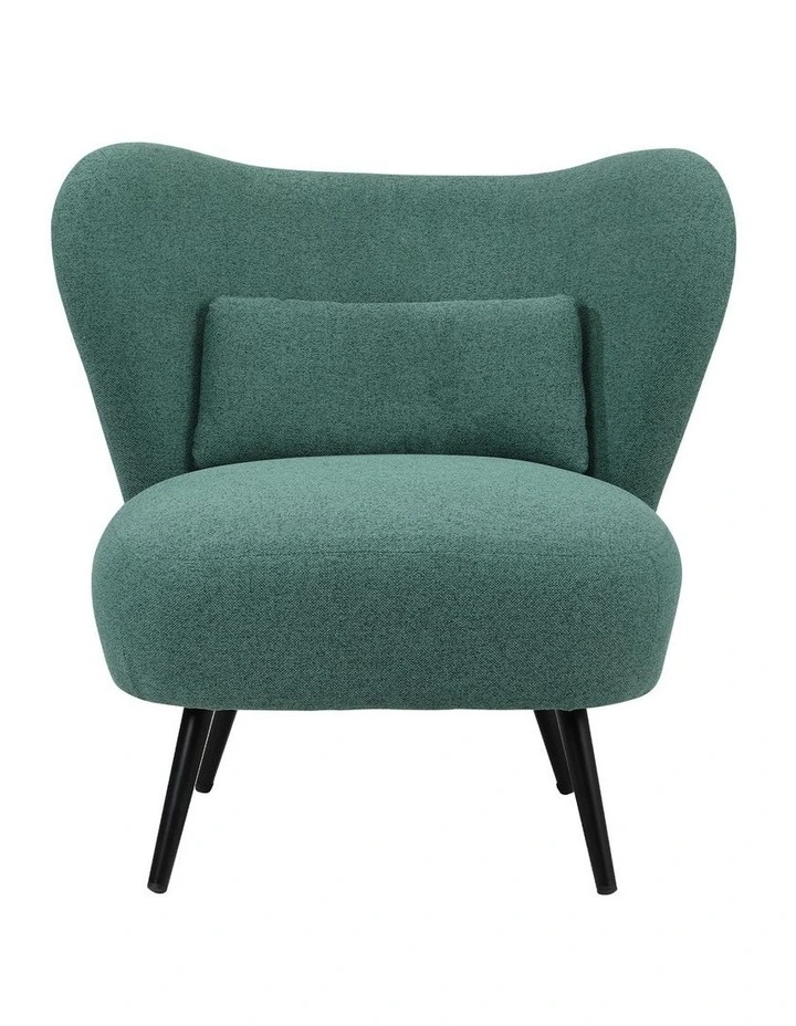 Oikiture Armchair Lounge Chair with Lumbar Pillow Wingback Polyester linen Green image 2
