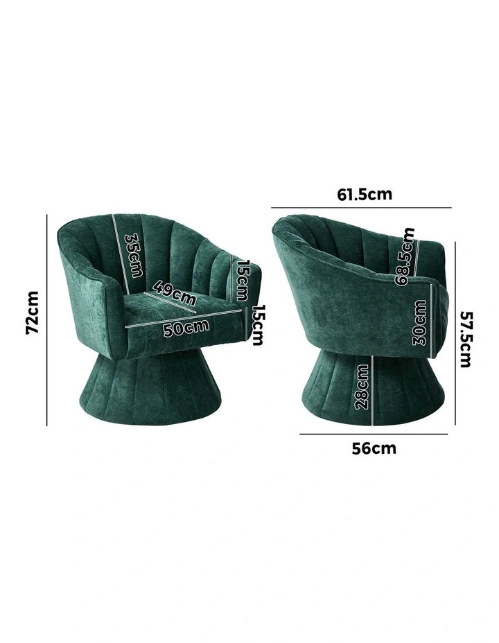 Oikiture Swivel Armchair Linen Fabric Lounge Chair Accent Chair Green image 3