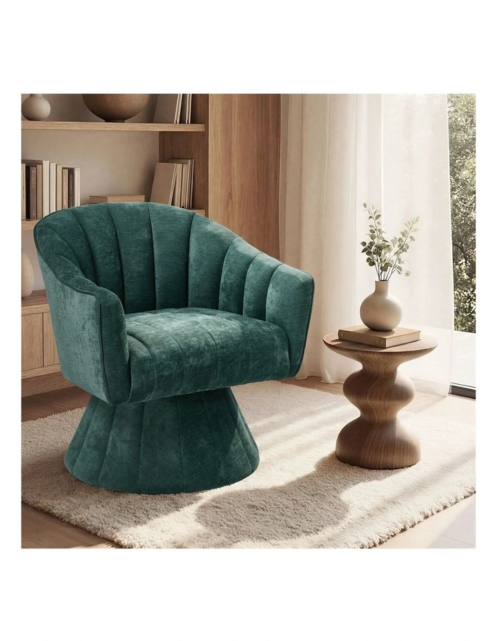 Oikiture Swivel Armchair Linen Fabric Lounge Chair Accent Chair Green image 4