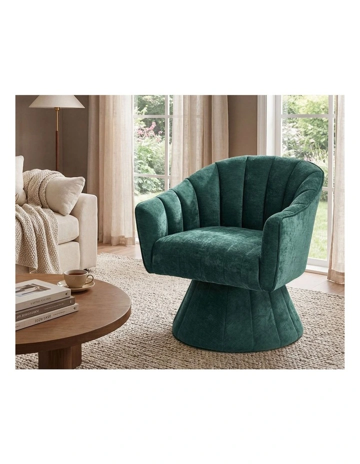 Oikiture Swivel Armchair Linen Fabric Lounge Chair Accent Chair Green image 5