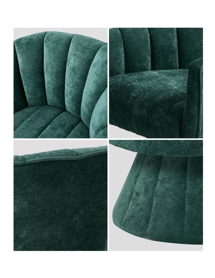 Oikiture Swivel Armchair Linen Fabric Lounge Chair Accent Chair Green image 6