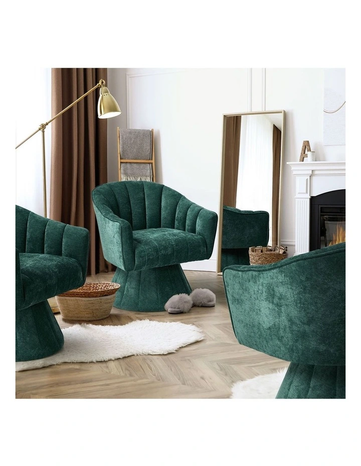 Oikiture Swivel Armchair Linen Fabric Lounge Chair Accent Chair Green image 7