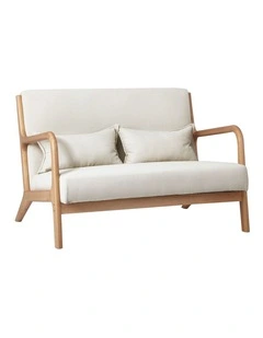 Oikiture Armchair Lounge Chair Accent Couch Sofa Pillows 2 Seater Fabric Beige