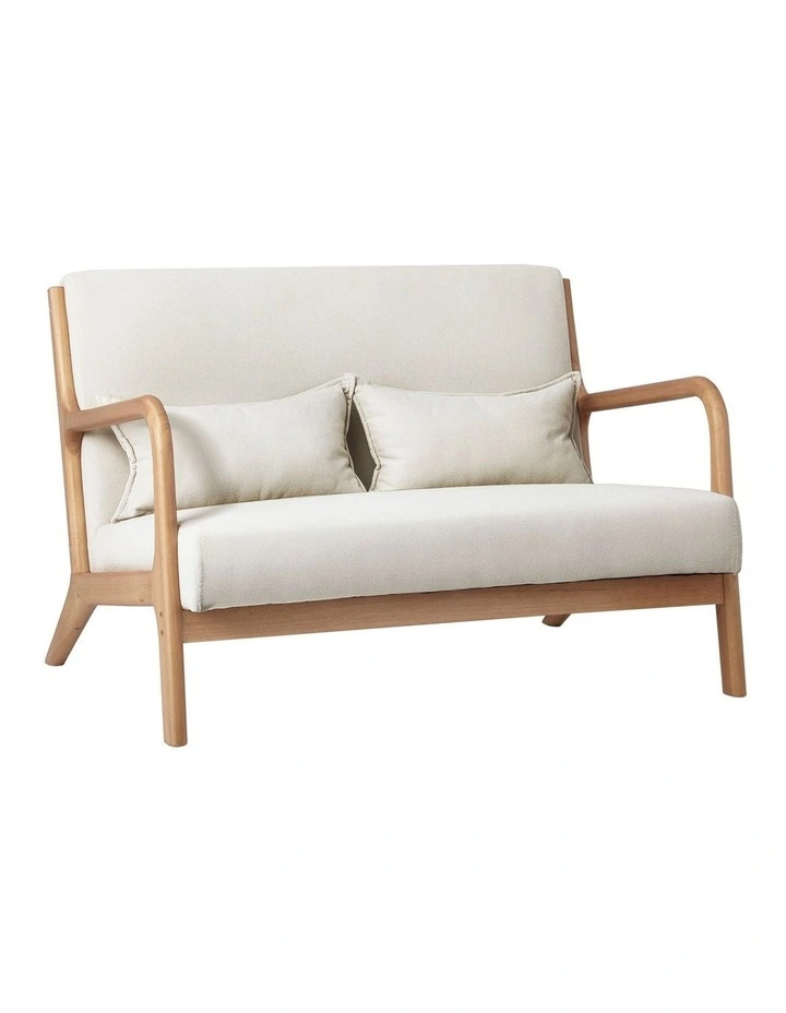 Oikiture Armchair Lounge Chair Accent Couch Sofa Pillows 2 Seater Fabric Beige image 1