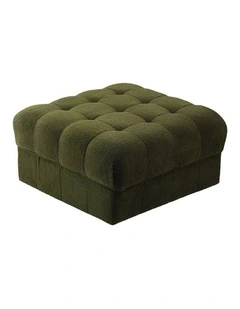 Oikiture 1 Seater Boucle Modular Ottoman Lounge Chair Armless TOFU Green