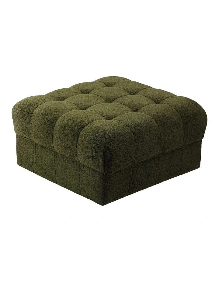 Oikiture 1 Seater Boucle Modular Ottoman Lounge Chair Armless TOFU Green image 1