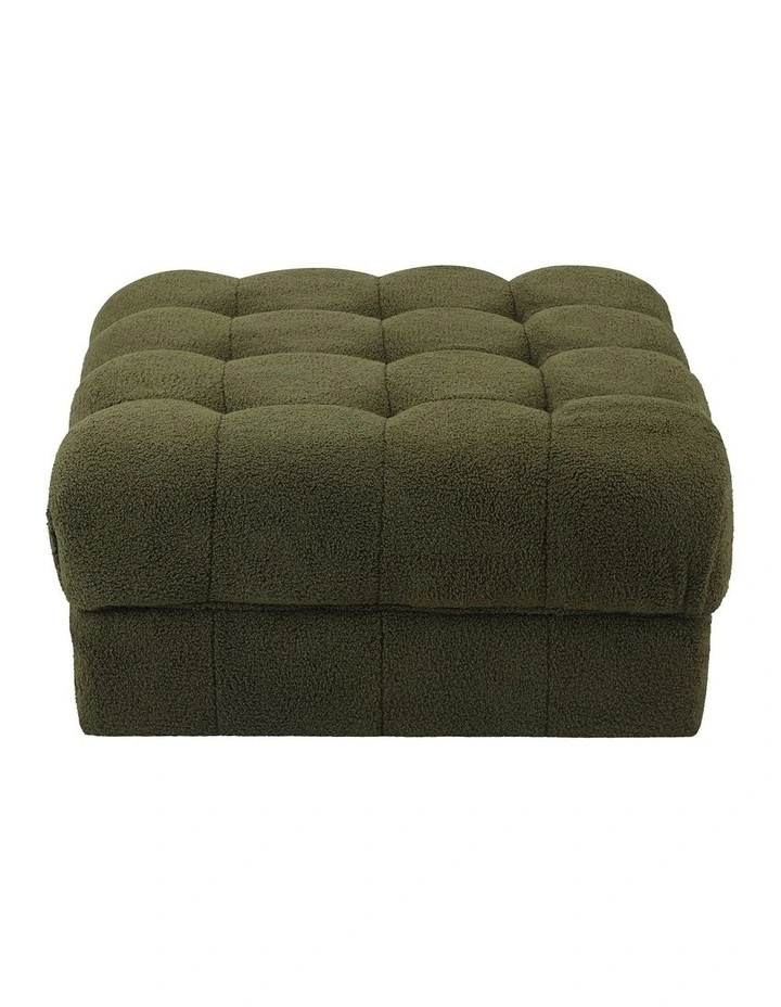 Oikiture 1 Seater Boucle Modular Ottoman Lounge Chair Armless TOFU Green image 2