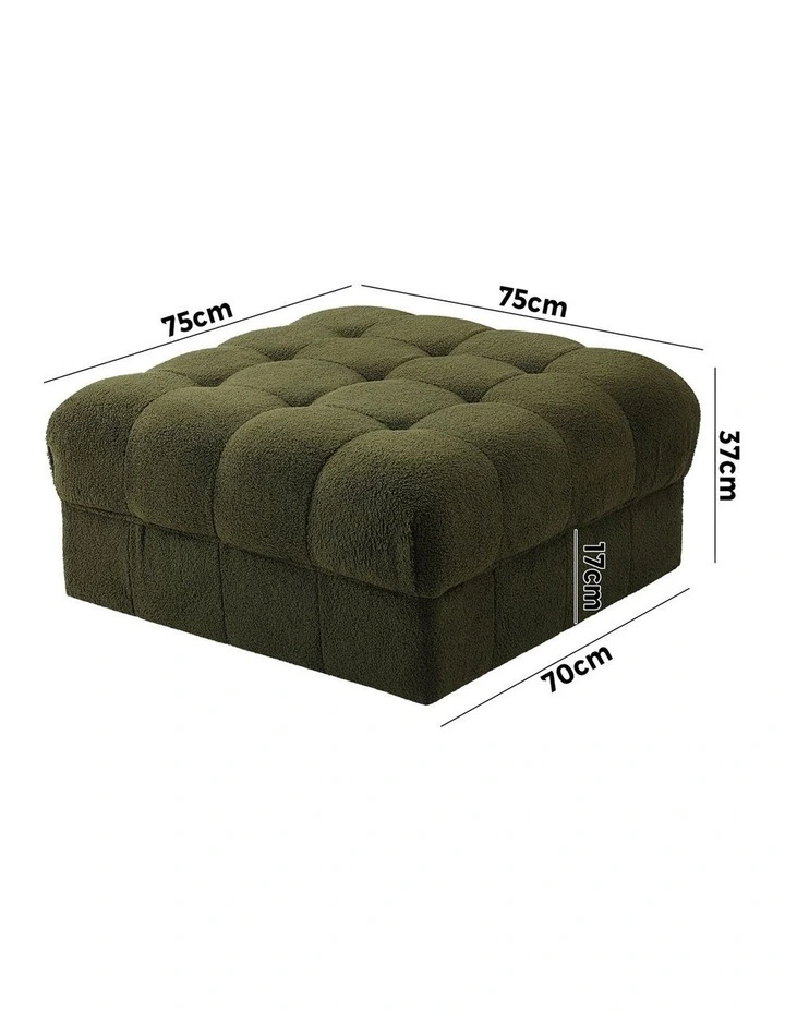 Oikiture 1 Seater Boucle Modular Ottoman Lounge Chair Armless TOFU Green image 3