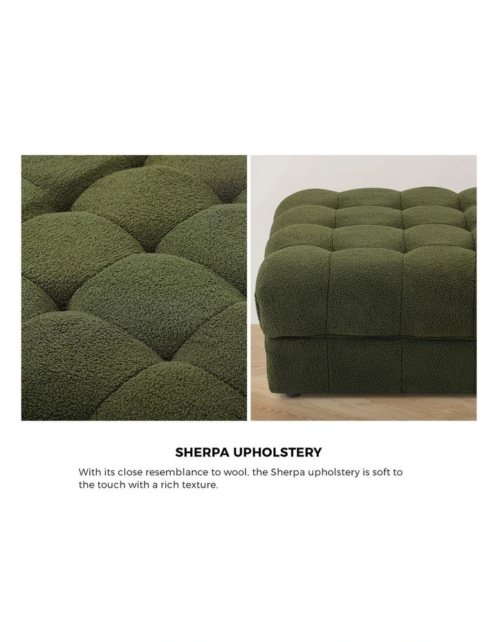 Oikiture 1 Seater Boucle Modular Ottoman Lounge Chair Armless TOFU Green image 7