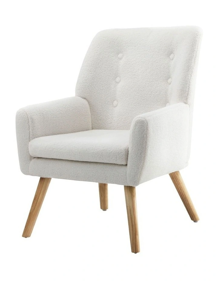 Oikiture Armchair Lounge Chair Sherpa Accent Armchairs Tub Chairs Sofa White image 1