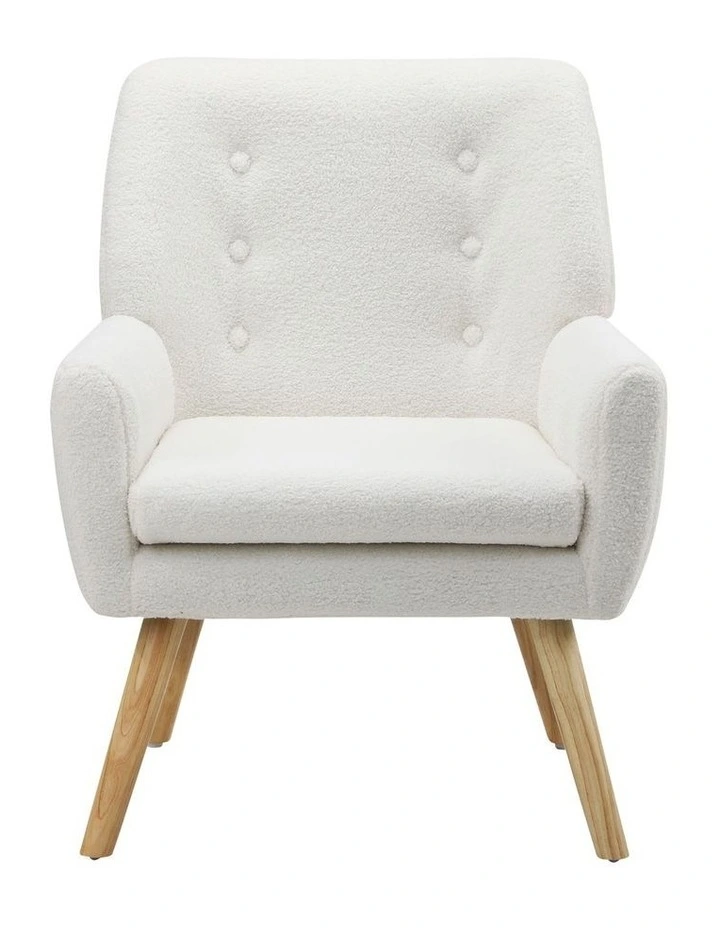 Oikiture Armchair Lounge Chair Sherpa Accent Armchairs Tub Chairs Sofa White image 2