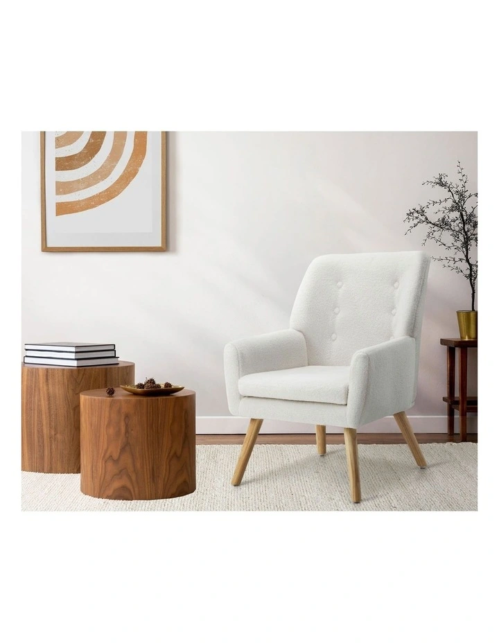 Oikiture Armchair Lounge Chair Sherpa Accent Armchairs Tub Chairs Sofa White image 5