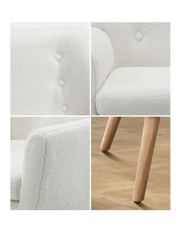 Oikiture Armchair Lounge Chair Sherpa Accent Armchairs Tub Chairs Sofa White image 7