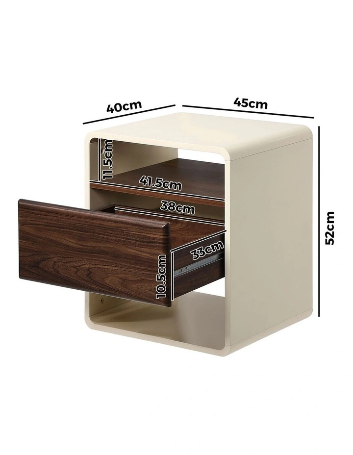 Oikiture Bedside Table Nightstand With Drawer Storage Shelf image 3