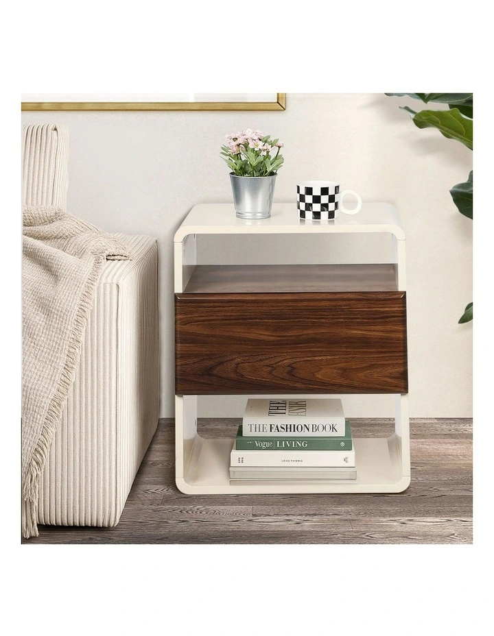 Oikiture Bedside Table Nightstand With Drawer Storage Shelf image 5