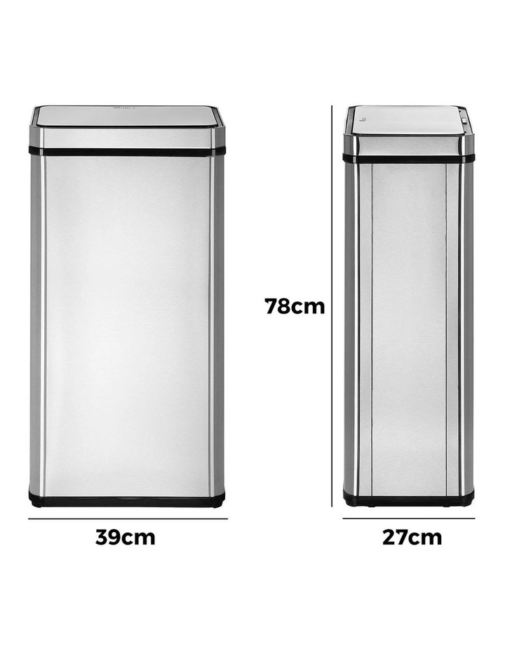 Oikiture 75L Motion Sensor Rubbish Bin Automatic Silver image 3