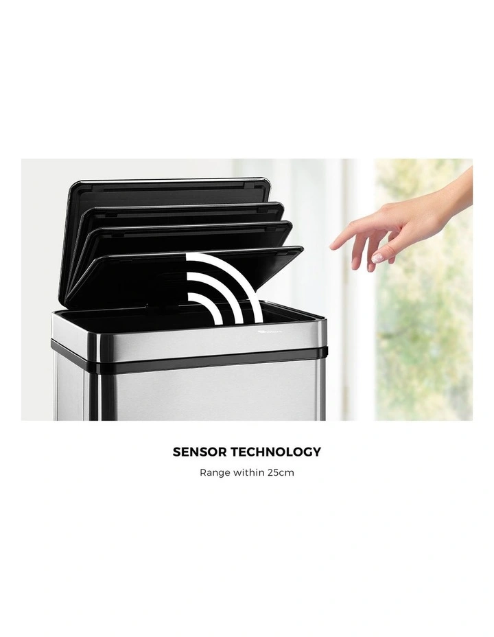 Oikiture 75L Motion Sensor Rubbish Bin Automatic Silver image 6