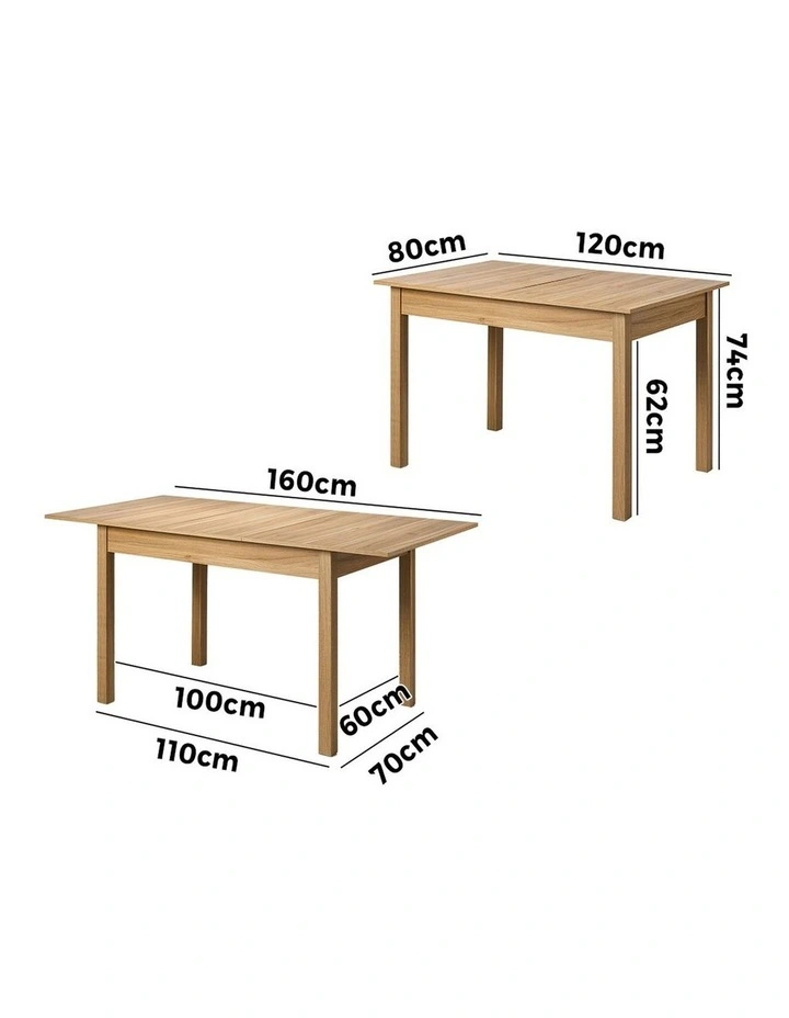 Oikiture 160cm Extendable Dining Table Wooden Rectangular Kitchen Table Natural image 3