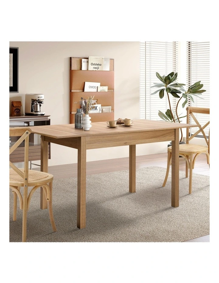 Oikiture 160cm Extendable Dining Table Wooden Rectangular Kitchen Table Natural image 4