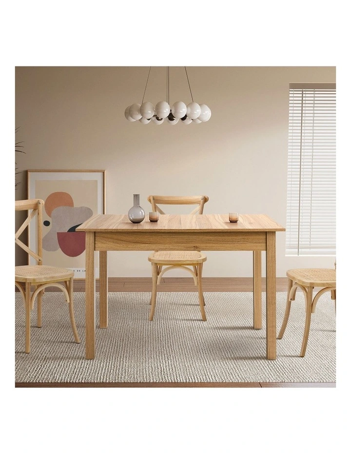Oikiture 160cm Extendable Dining Table Wooden Rectangular Kitchen Table Natural image 5