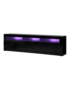 Oikiture TV Unit Entertainment Unit Storage Cabinet LED RGB 180cm Black