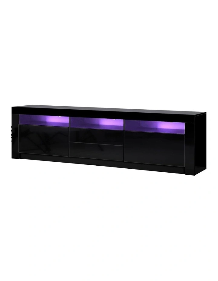 Oikiture TV Unit Entertainment Unit Storage Cabinet LED RGB 180cm Black image 1