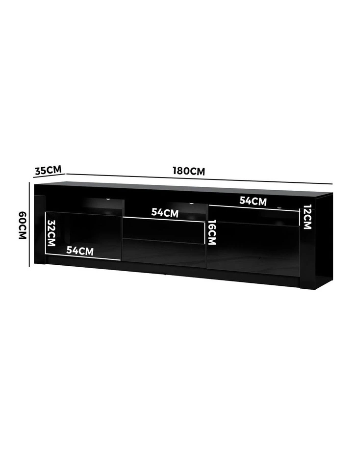 Oikiture TV Unit Entertainment Unit Storage Cabinet LED RGB 180cm Black image 3