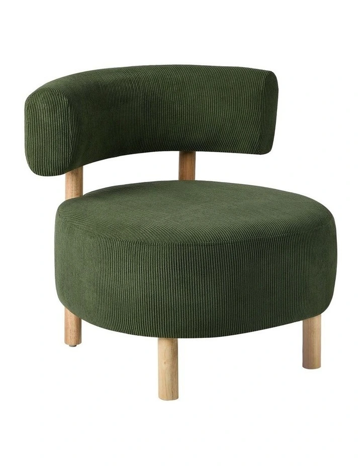 Oikiture Wooden Armchair Lounge Chair Velvet Accent Armchairs Green image 1