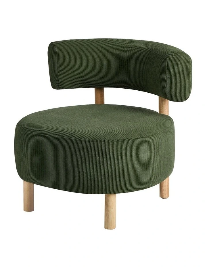 Oikiture Wooden Armchair Lounge Chair Velvet Accent Armchairs Green image 2
