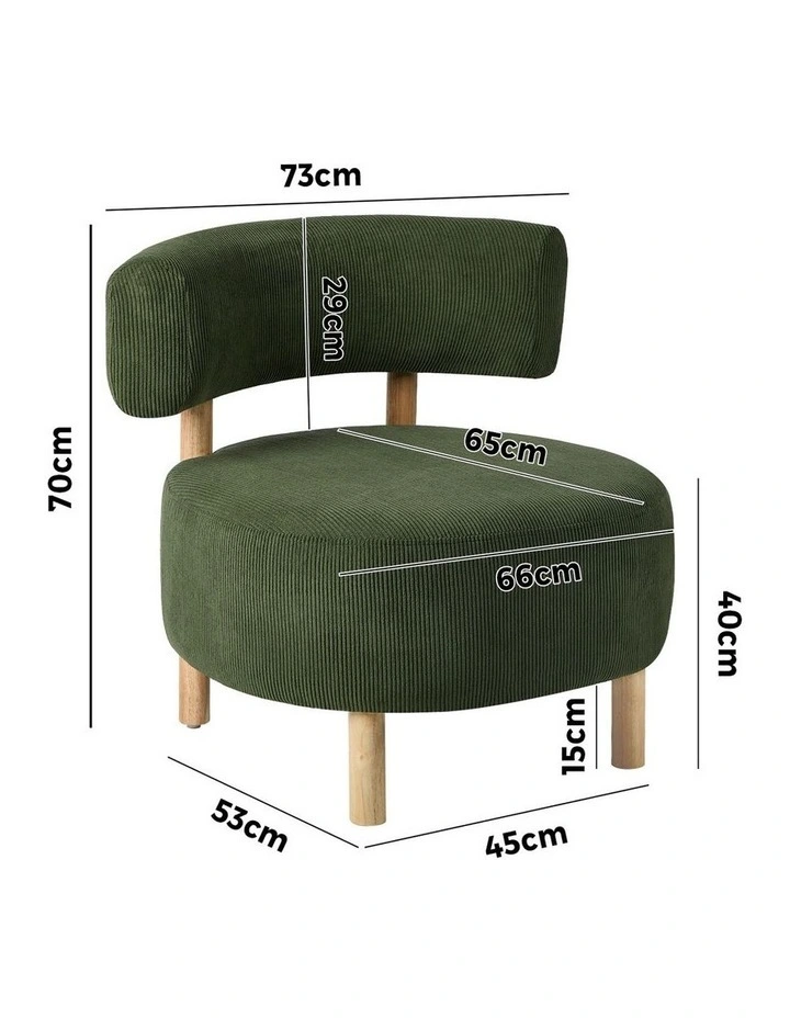 Oikiture Wooden Armchair Lounge Chair Velvet Accent Armchairs Green image 3