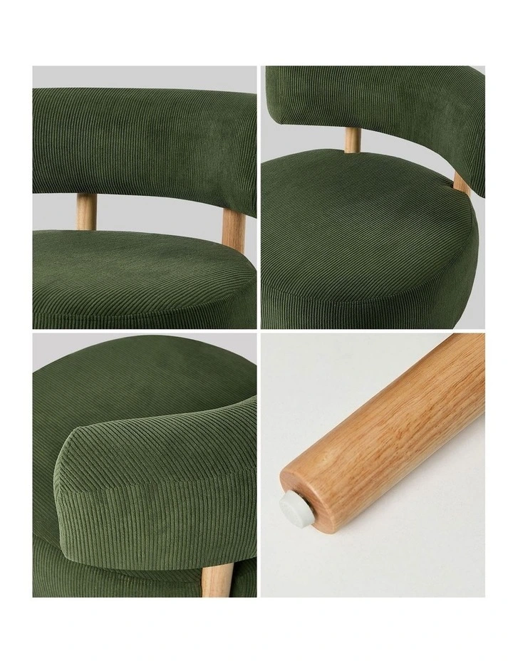 Oikiture Wooden Armchair Lounge Chair Velvet Accent Armchairs Green image 6