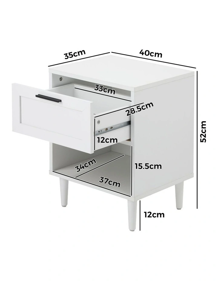 Oikiture Bedside Table Nightstand Side End White image 3