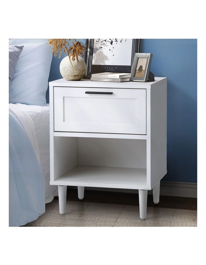 Oikiture Bedside Table Nightstand Side End White image 4