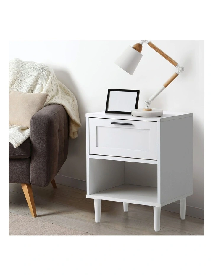 Oikiture Bedside Table Nightstand Side End White image 5