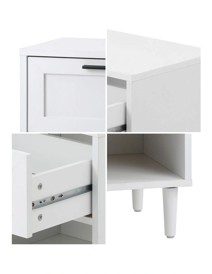 Oikiture Bedside Table Nightstand Side End White image 6
