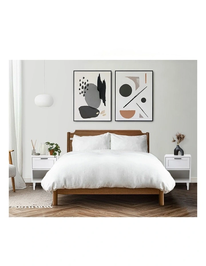 Oikiture Bedside Table Nightstand Side End White image 7
