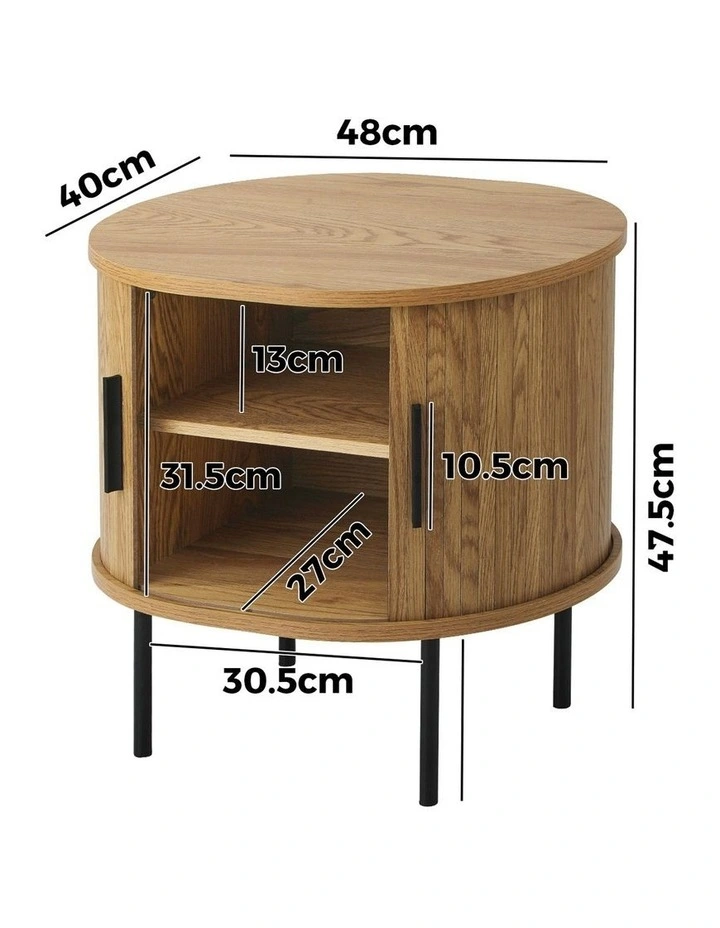 Oikiture Bedside Table Side End Tables 2-tier Natural image 3