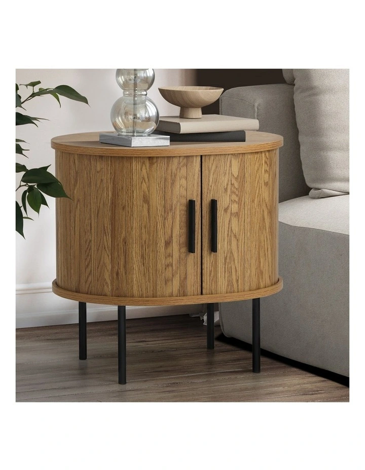 Oikiture Bedside Table Side End Tables 2-tier Natural image 4